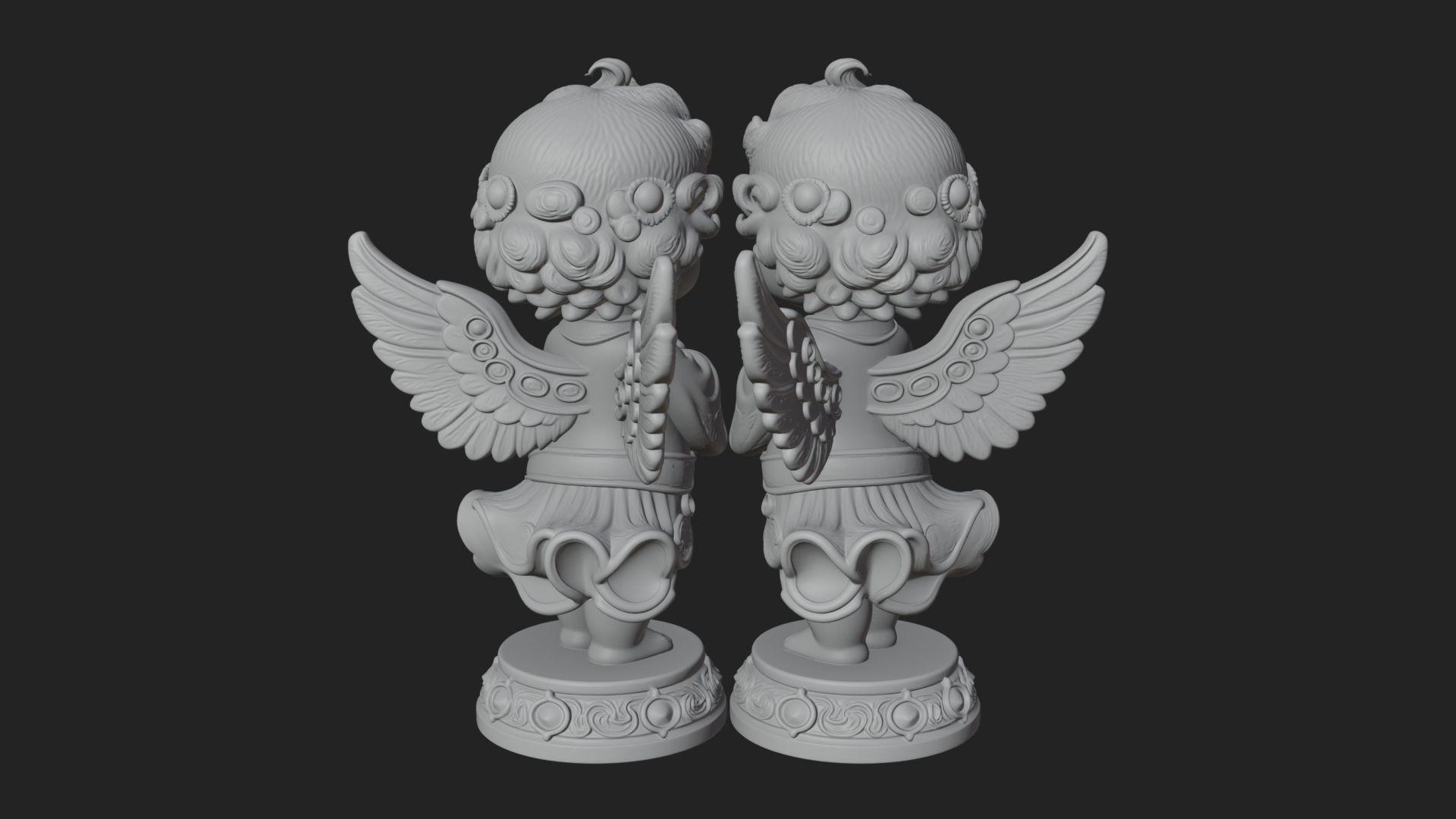 Cherub Angel Pair Statue Design 3 3D Print Model 3D Model