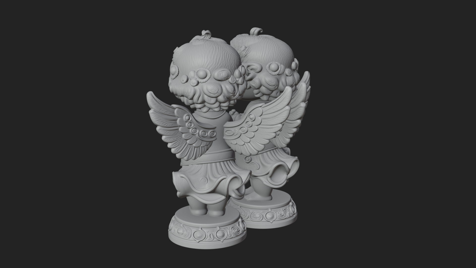 Cherub Angel Pair Statue Design 3 3D Print Model 3D Model
