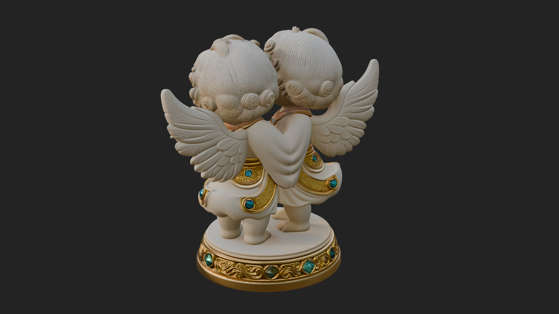 Cherub Angel Pair Statue Design 4 3D Print Model 3D Model