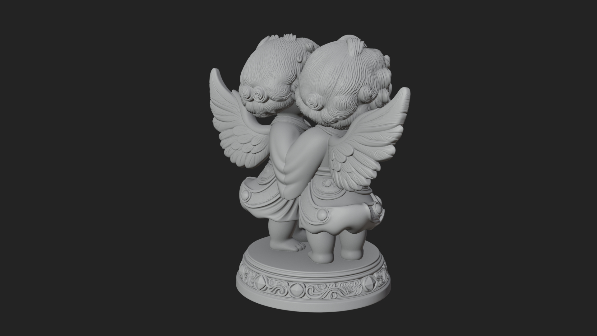 Cherub Angel Pair Statue Design 4 3D Print Model 3D Model