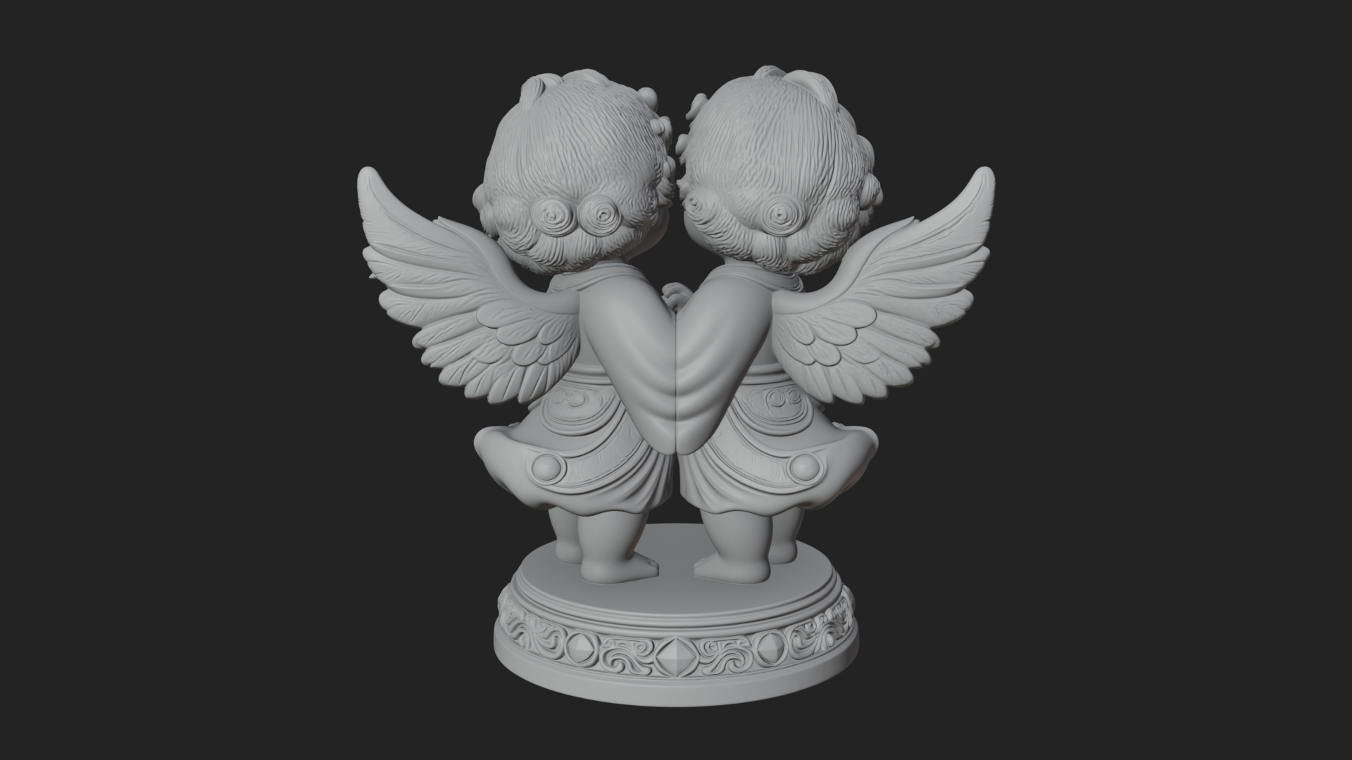 Cherub Angel Pair Statue Design 4 3D Print Model 3D Model