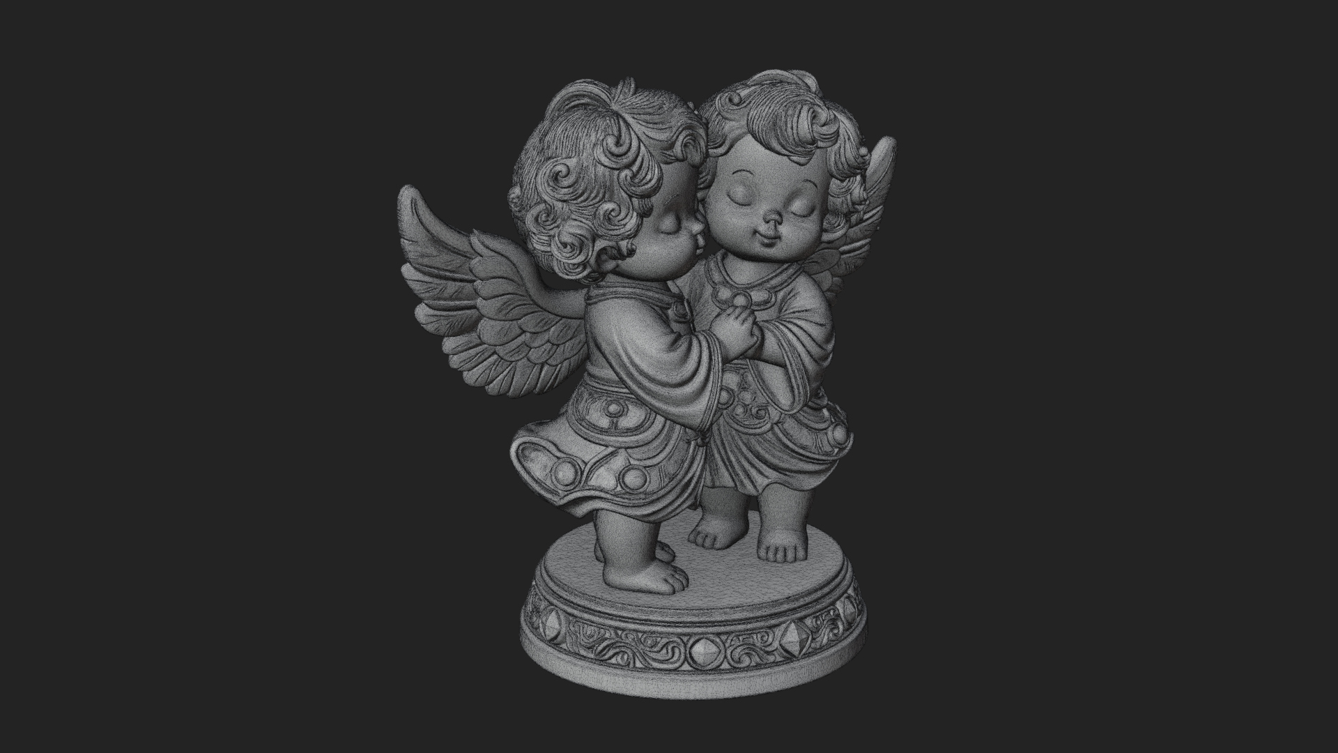 Cherub Angel Pair Statue Design 4 3D Print Model 3D Model