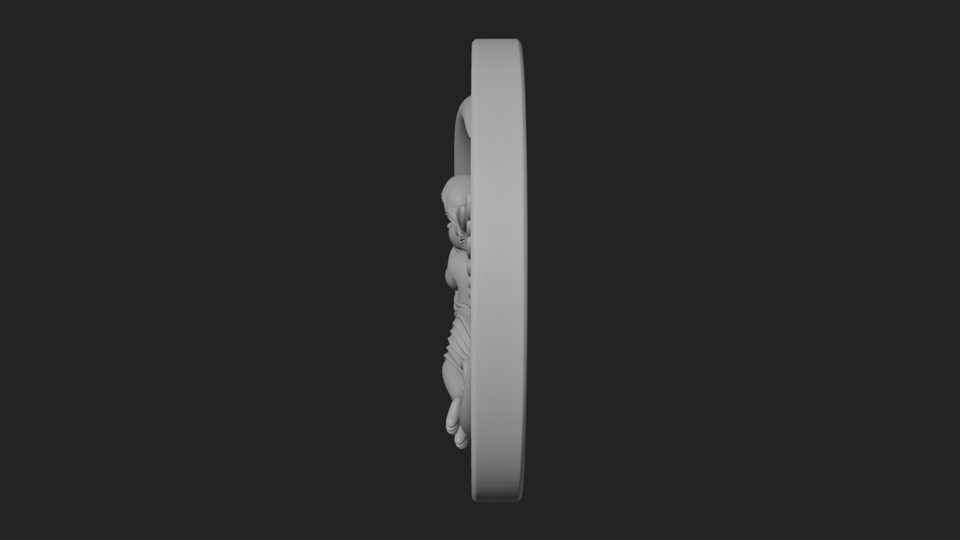 Cherub on Moon Disc Plaque Design 3 3D Print Model 3D Model