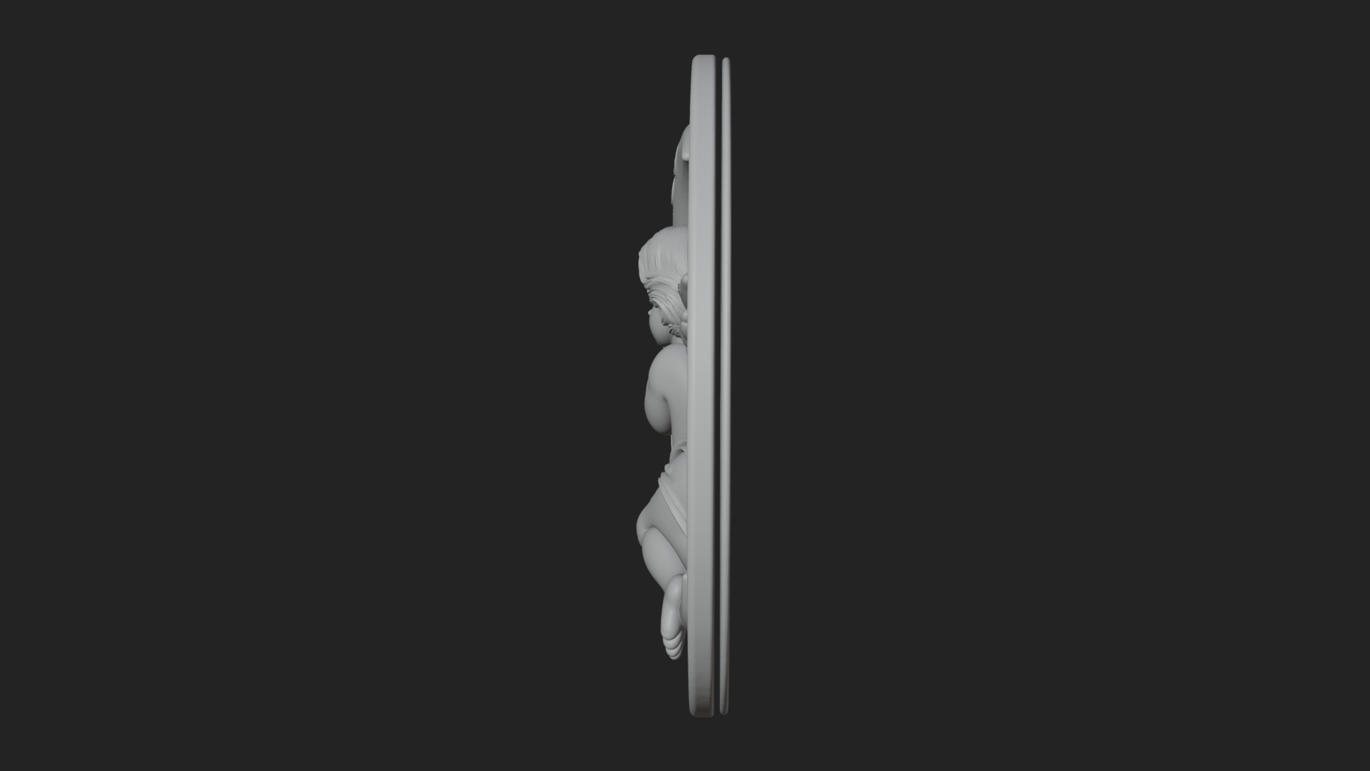 Cherub on Moon Disc Plaque Design 4 3D Print Model 3D Model