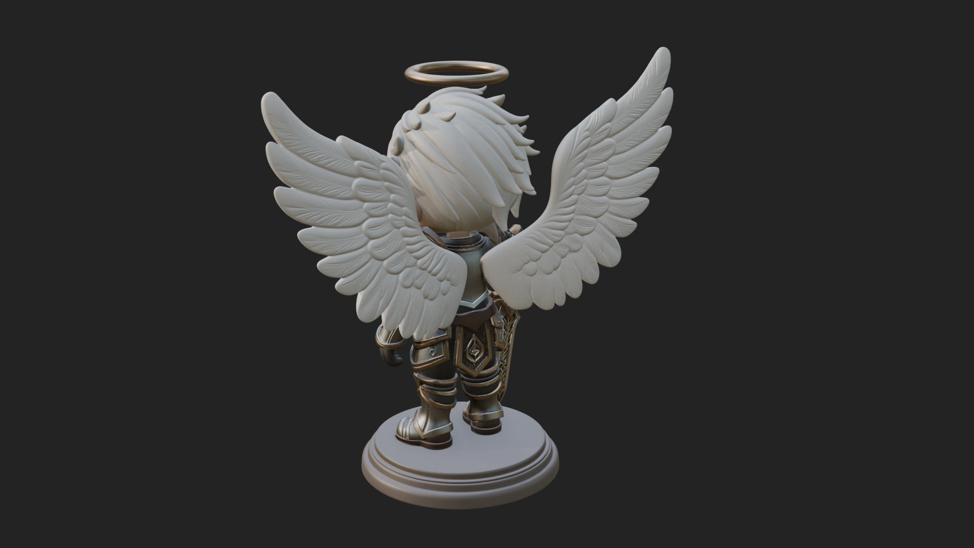 Chibi Angel Knight With Sword Statue Design 1 3D Print Model 3D Model