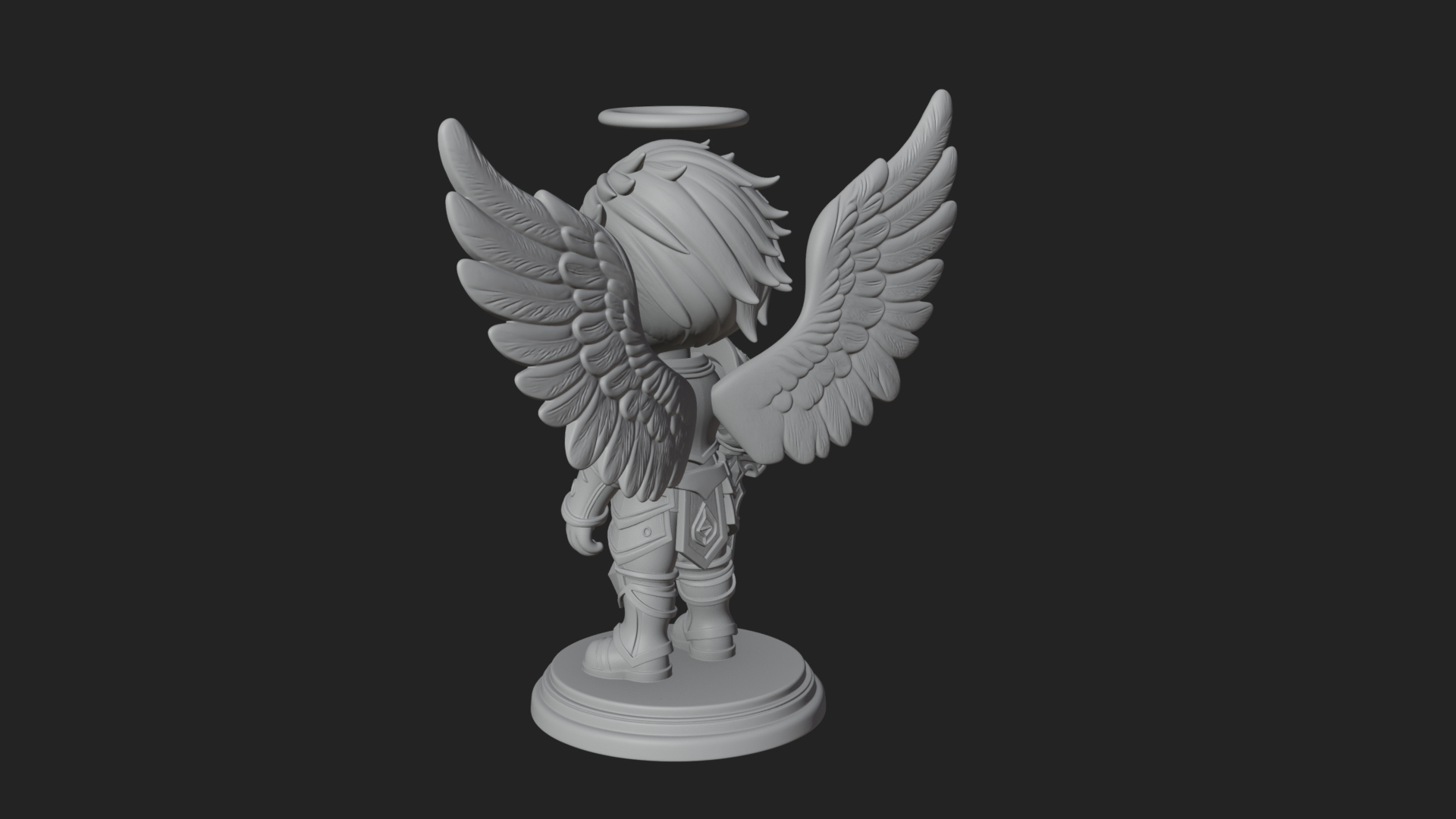 Chibi Angel Knight With Sword Statue Design 1 3D Print Model 3D Model