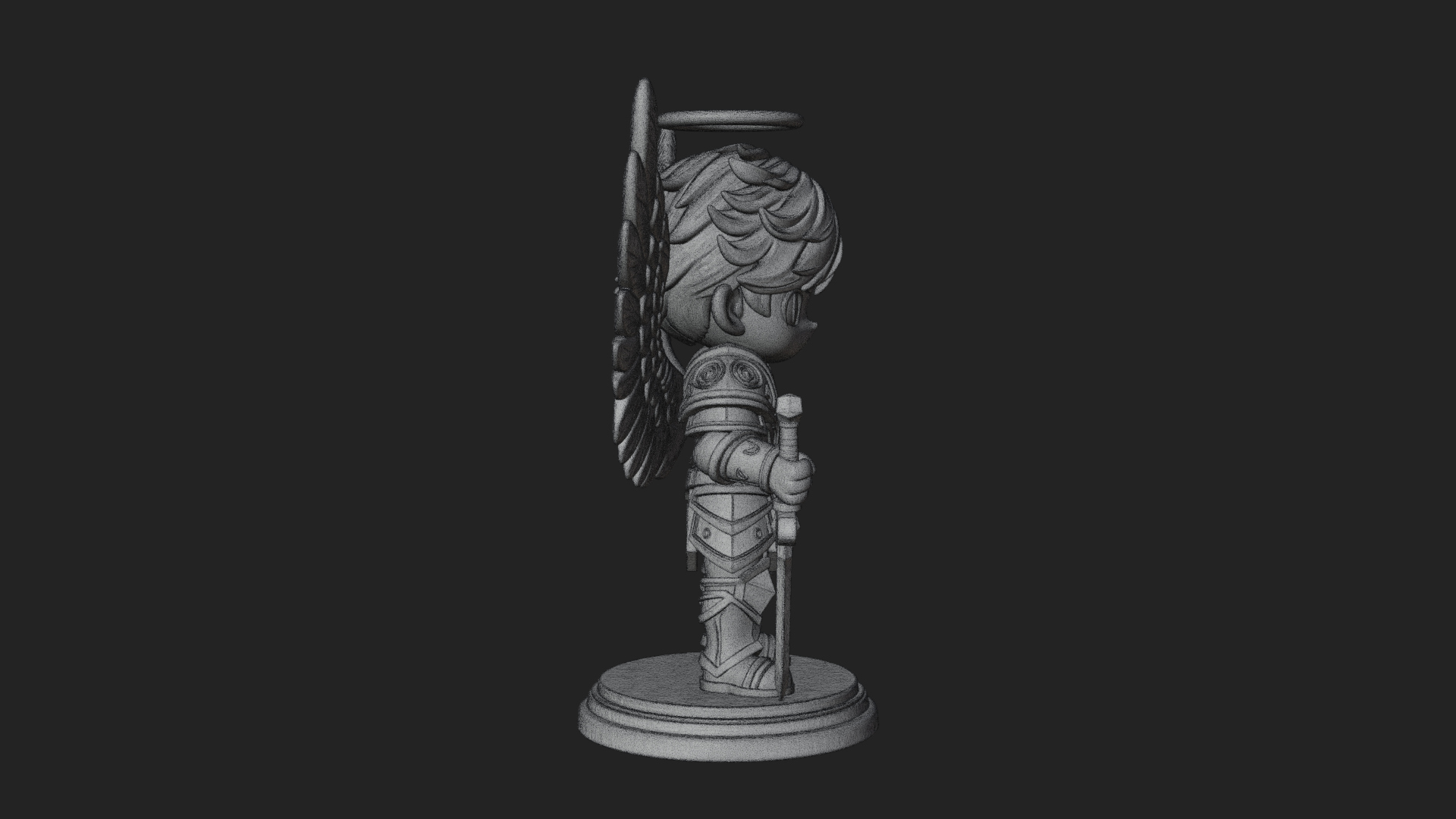 Chibi Angel Knight With Sword Statue Design 1 3D Print Model 3D Model
