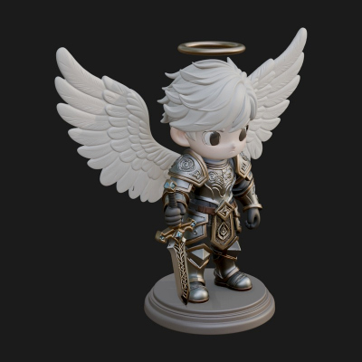 Chibi Angel Knight With Sword Statue Design 1 3D Print Model