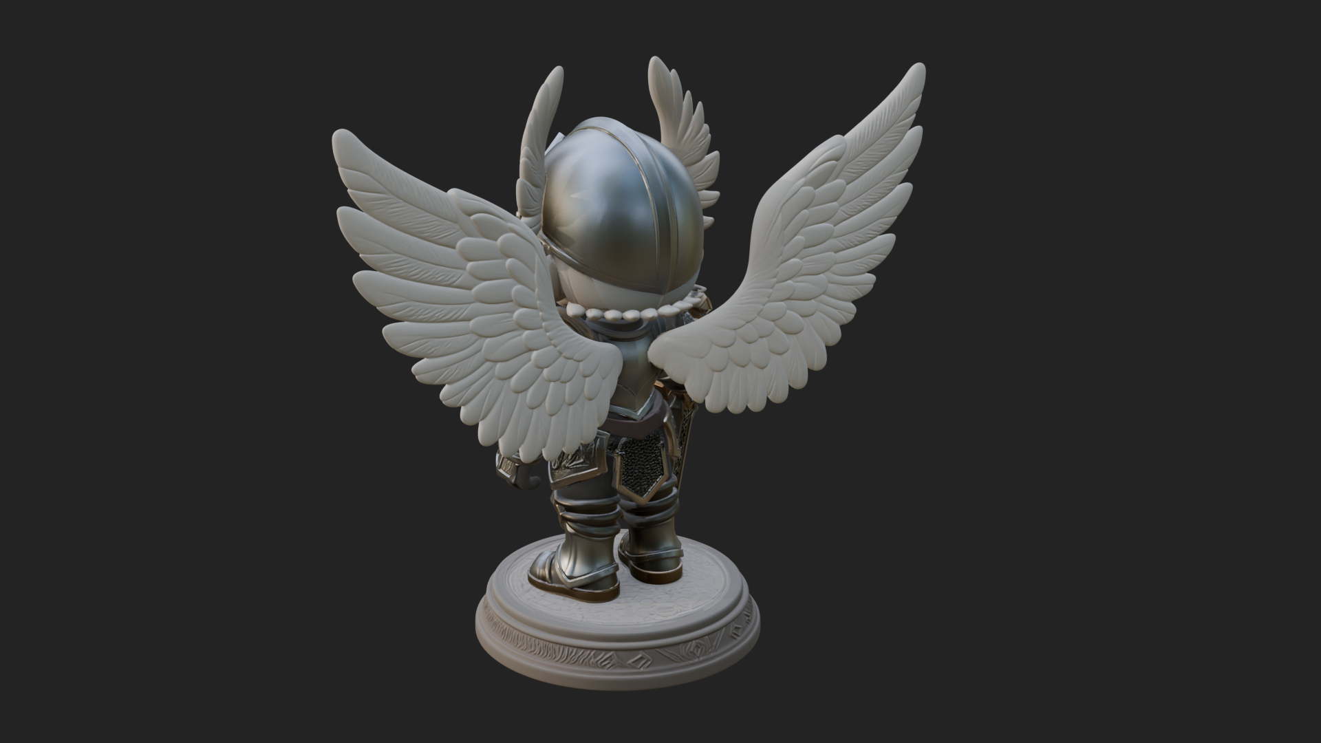 Chibi Angel Knight With Sword Statue Design 2 3D Print Model 3D Model