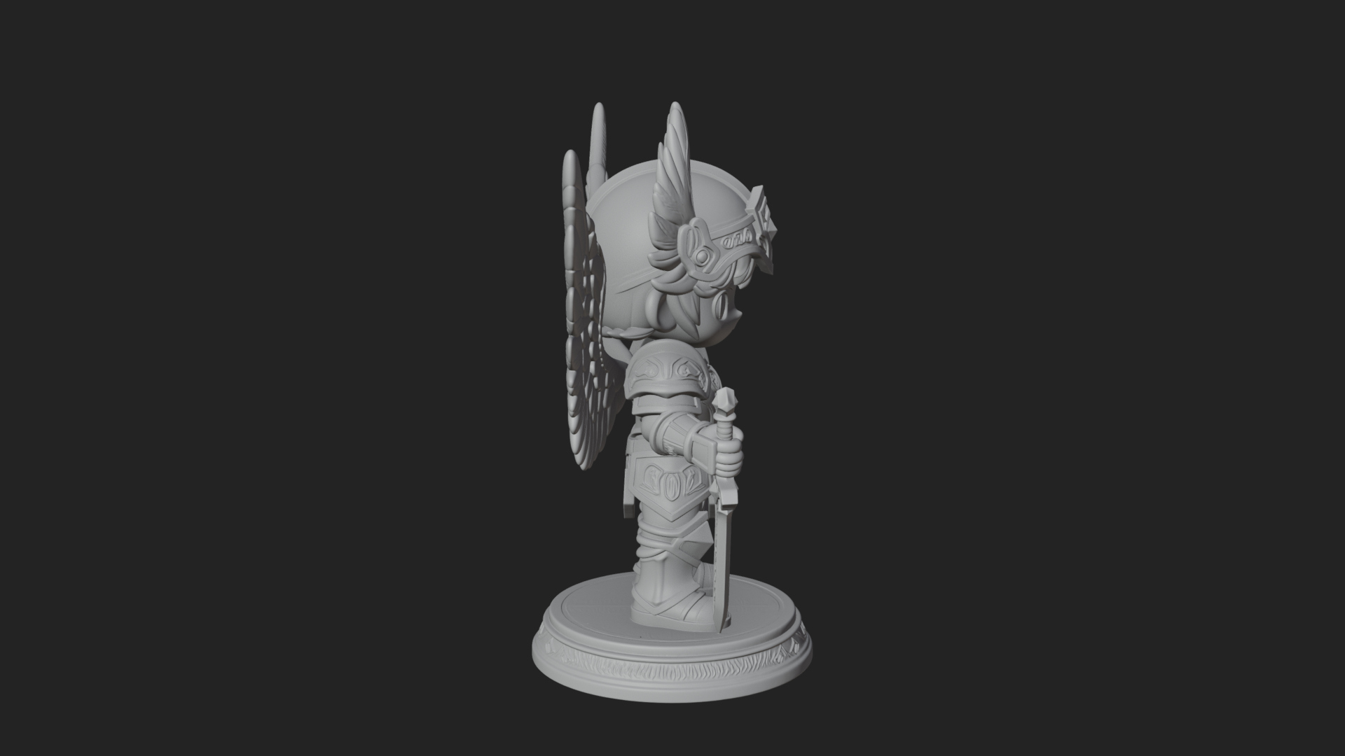 Chibi Angel Knight With Sword Statue Design 2 3D Print Model 3D Model