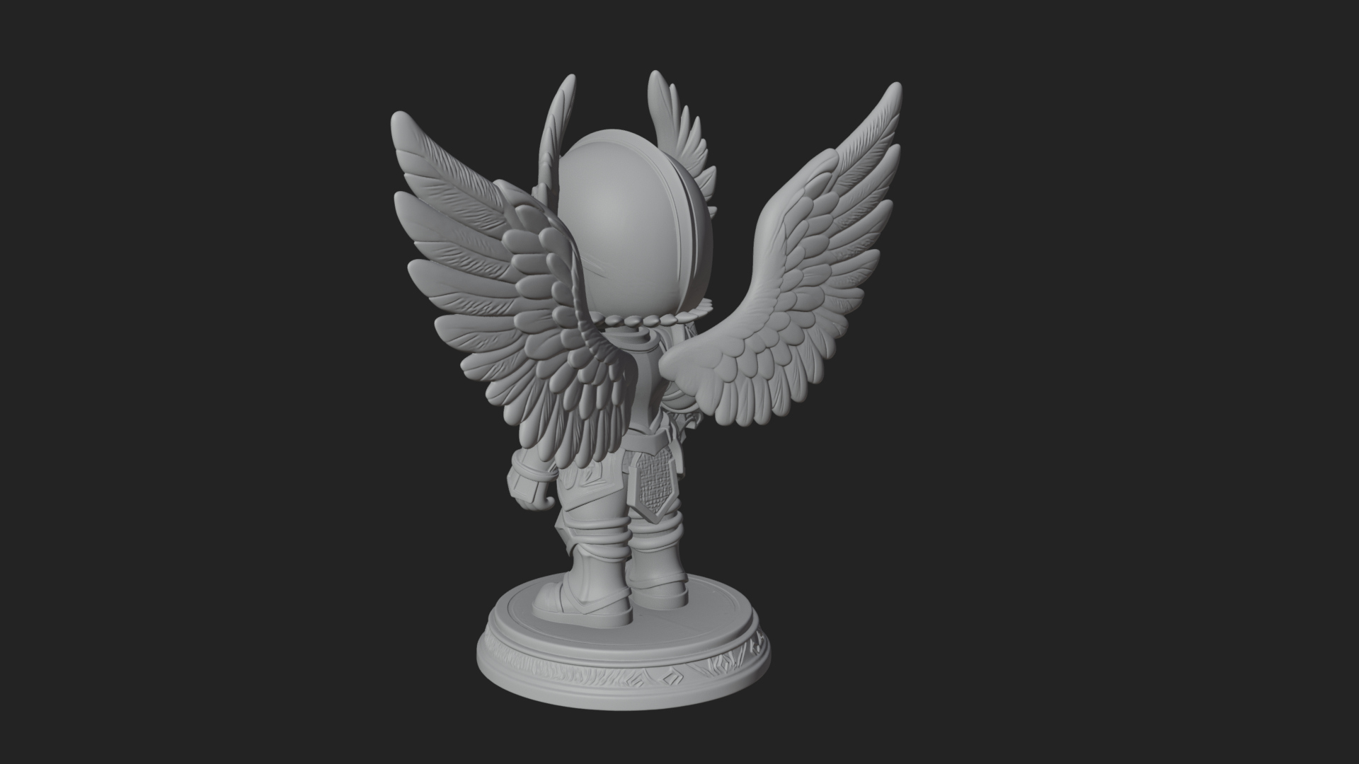 Chibi Angel Knight With Sword Statue Design 2 3D Print Model 3D Model