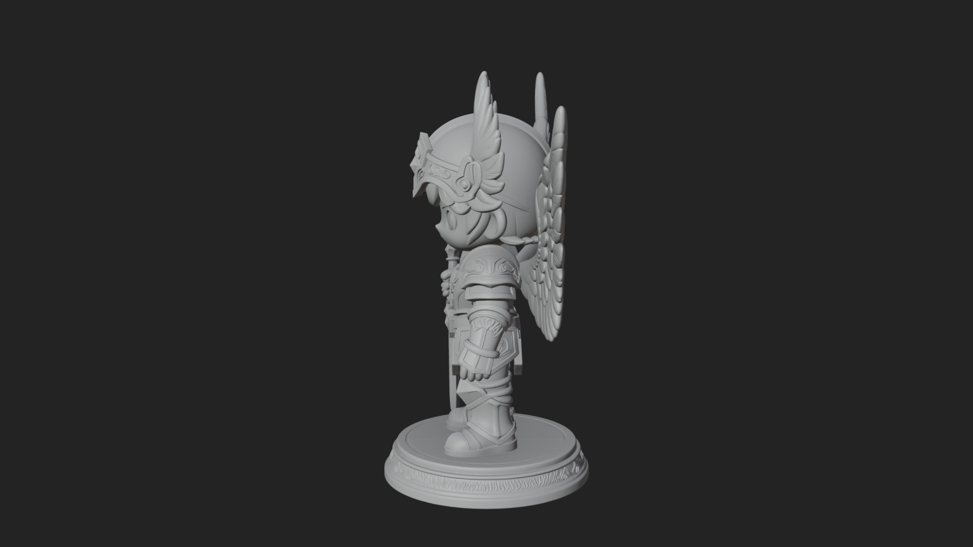 Chibi Angel Knight With Sword Statue Design 2 3D Print Model 3D Model
