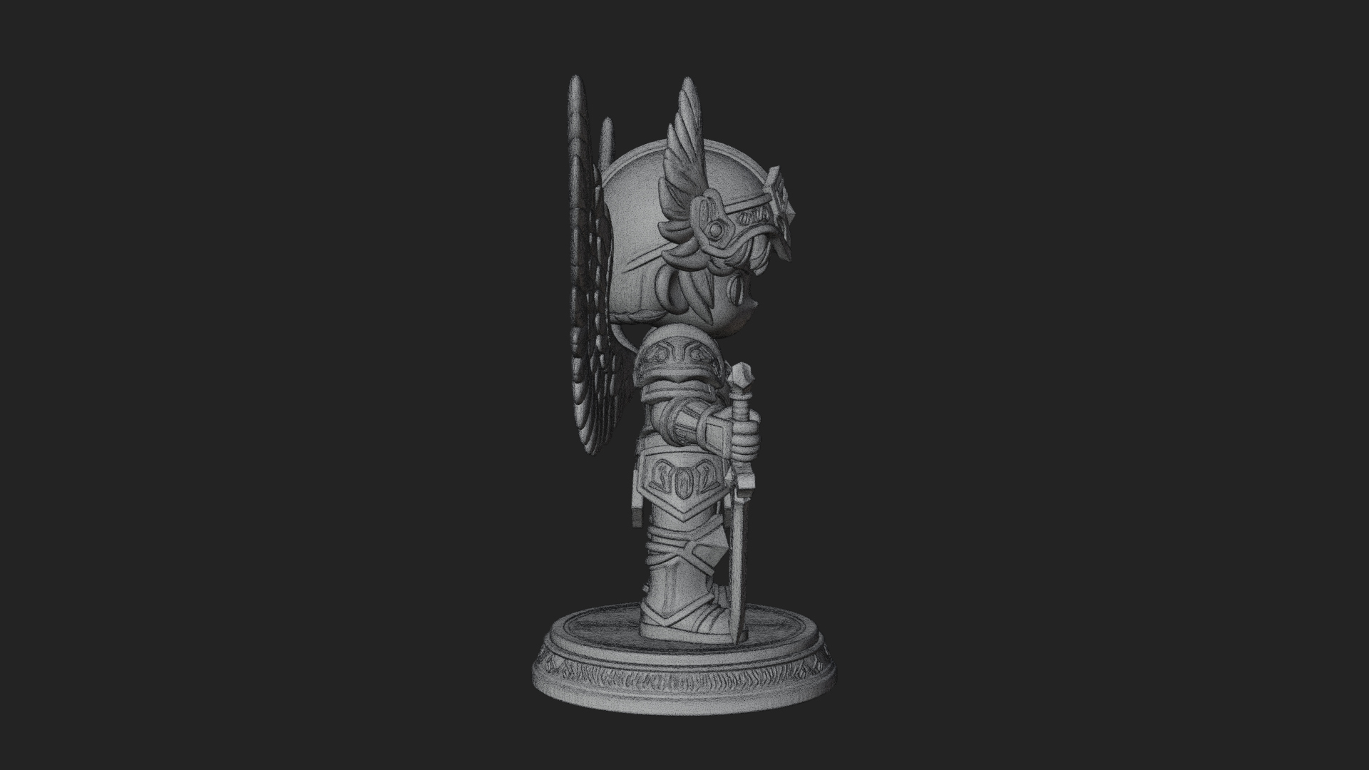 Chibi Angel Knight With Sword Statue Design 2 3D Print Model 3D Model