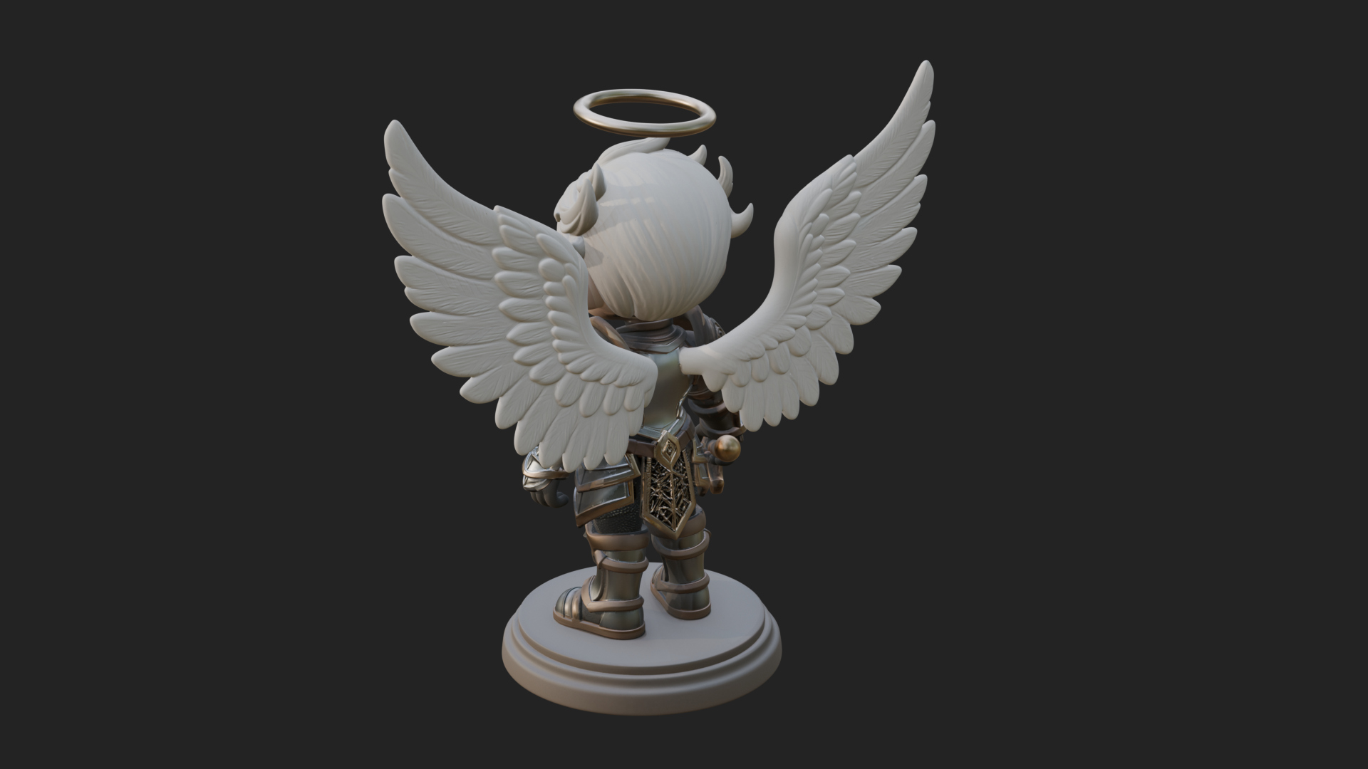 Chibi Angel Knight With Sword Statue Design 3 3D Print Model 3D Model