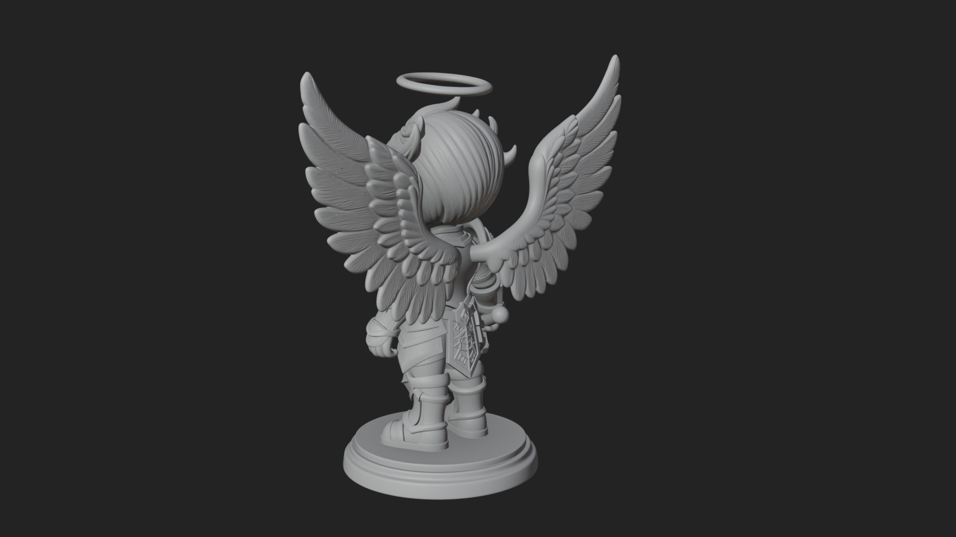 Chibi Angel Knight With Sword Statue Design 3 3D Print Model 3D Model
