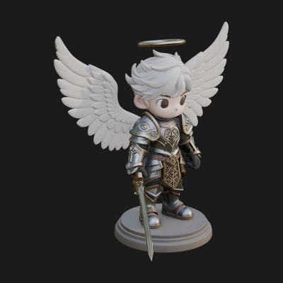 Chibi Angel Knight With Sword Statue Design 3 3D Print Model