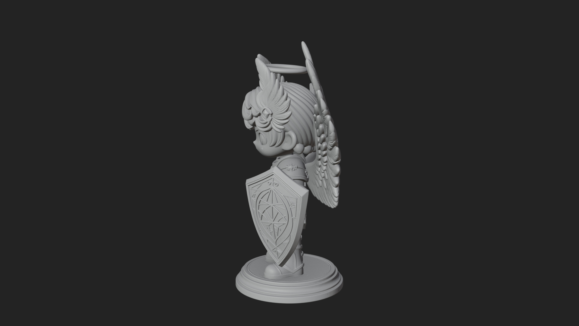 Chibi Angel Knight With Sword Statue Design 4 3D Print Model 3D Model