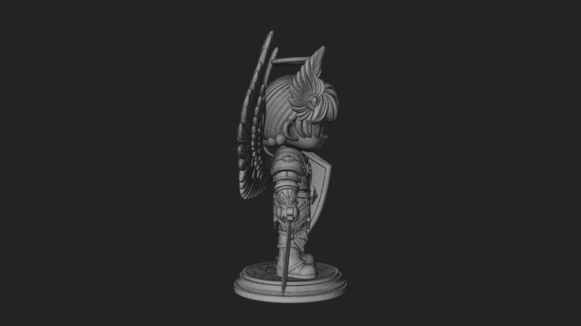 Chibi Angel Knight With Sword Statue Design 4 3D Print Model 3D Model