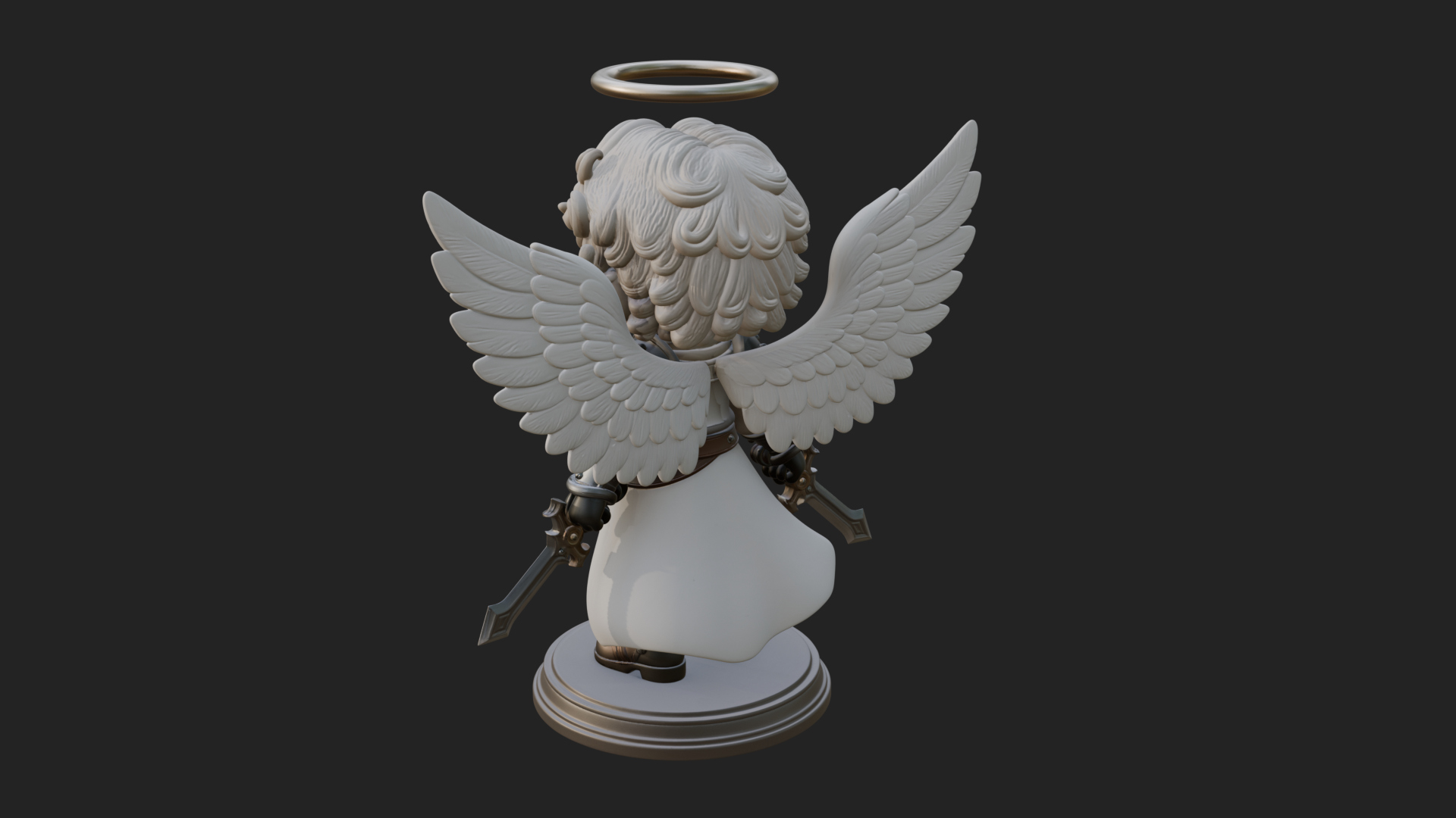 Chibi Angel Knight With Sword Statue Design 5 3D Print Model 3D Model