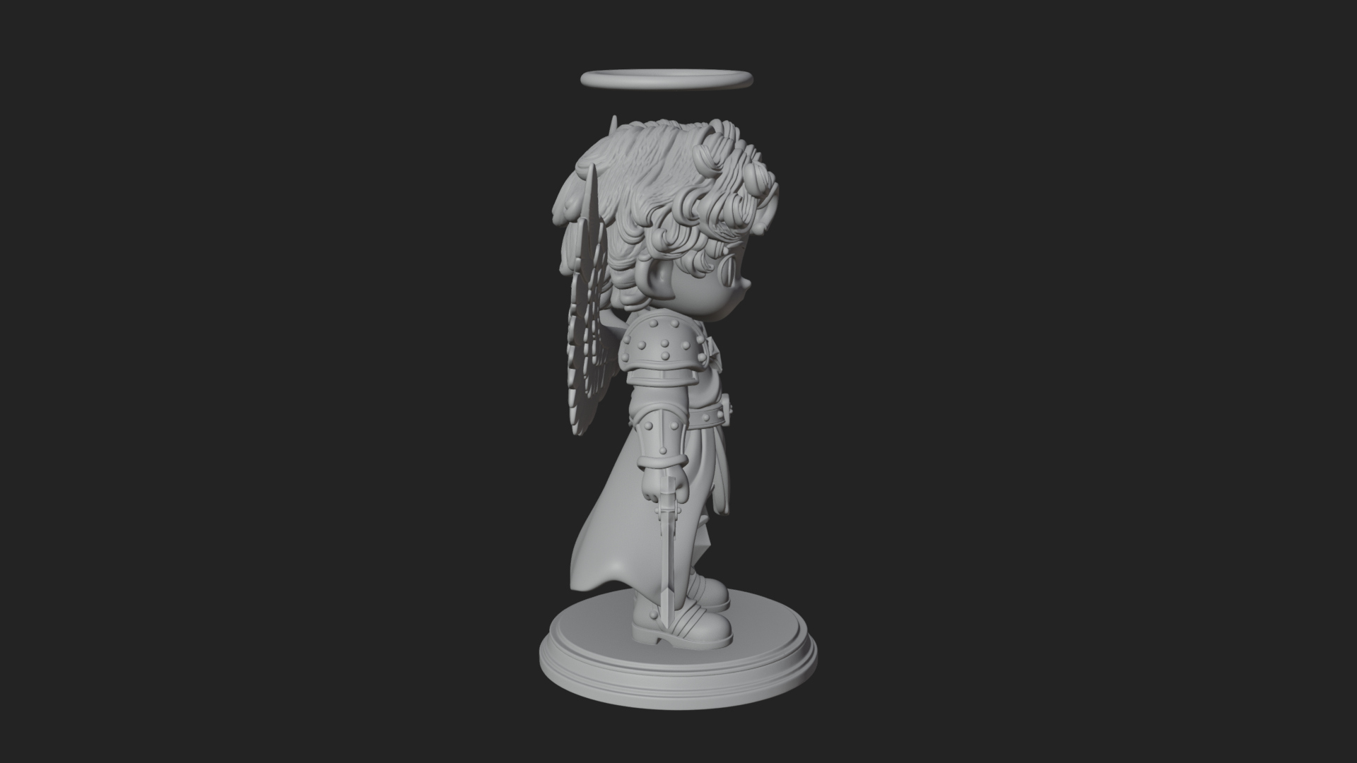 Chibi Angel Knight With Sword Statue Design 5 3D Print Model 3D Model