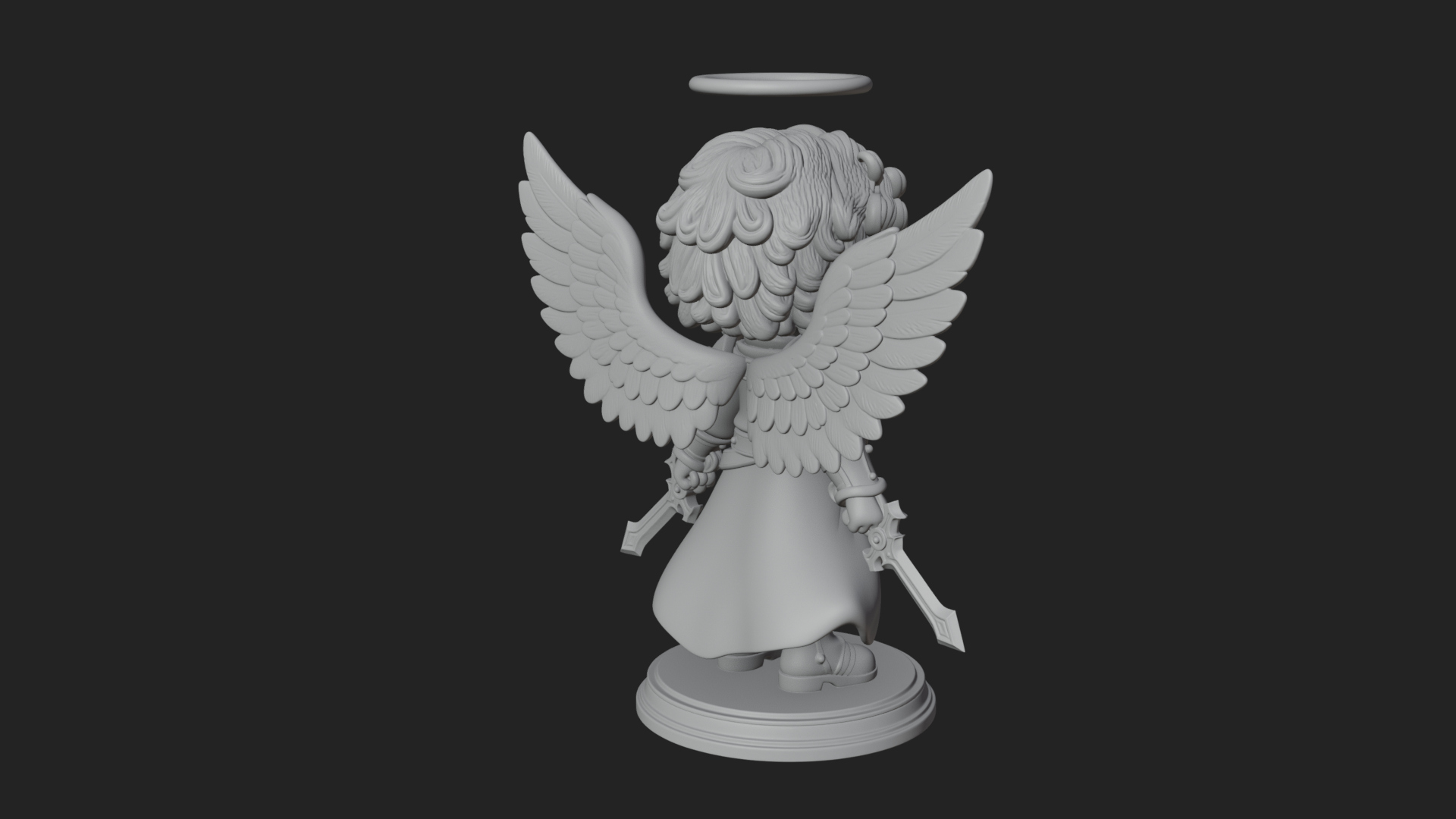 Chibi Angel Knight With Sword Statue Design 5 3D Print Model 3D Model