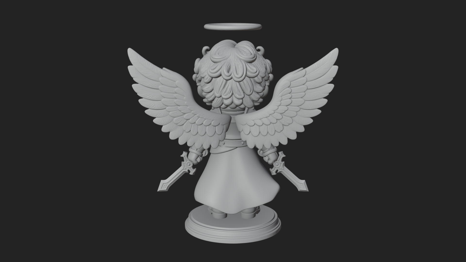 Chibi Angel Knight With Sword Statue Design 5 3D Print Model 3D Model
