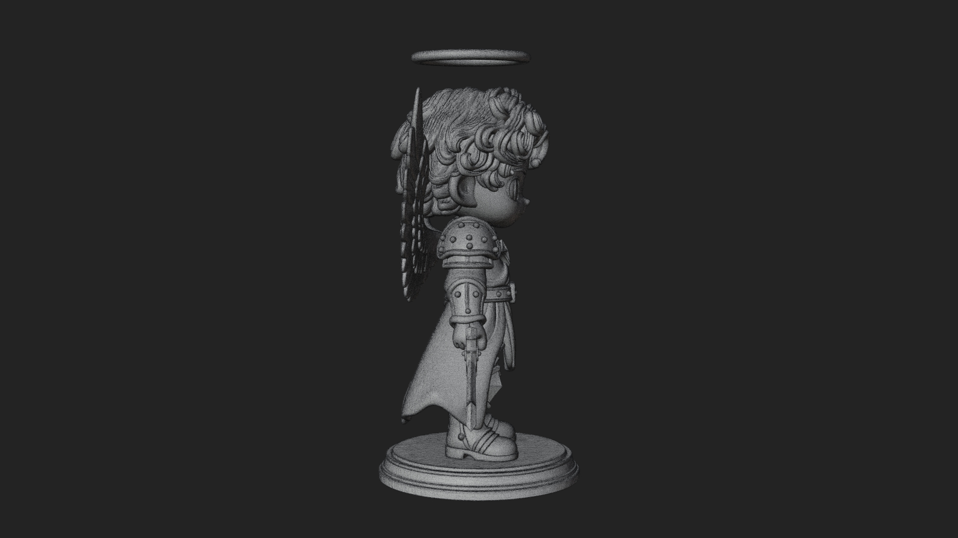Chibi Angel Knight With Sword Statue Design 5 3D Print Model 3D Model