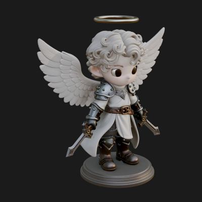 Chibi Angel Knight With Sword Statue Design 5 3D Print Model