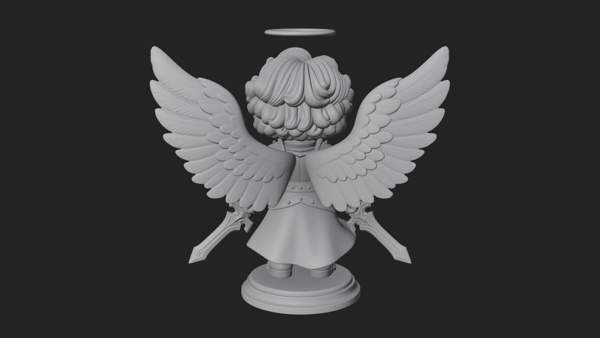 Chibi Angel Knight With Sword Statue Design 6 3D Print Model 3D Model