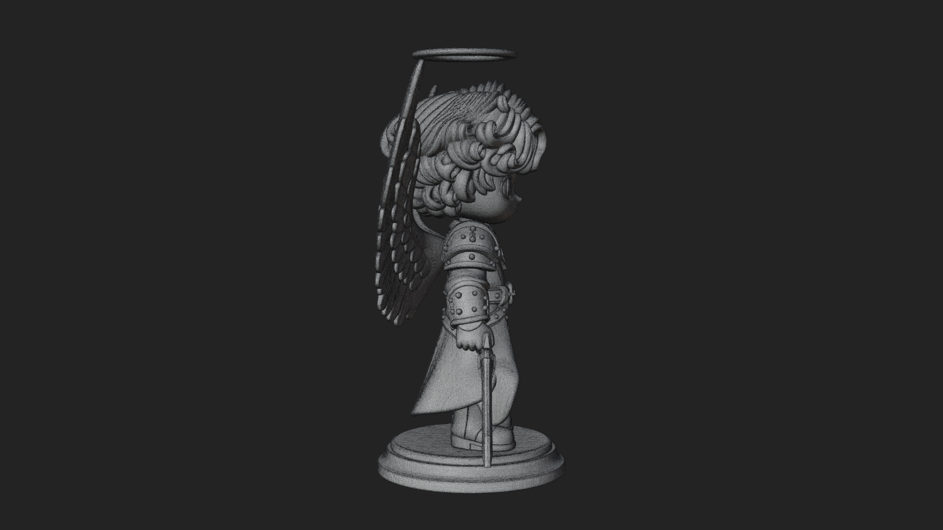 Chibi Angel Knight With Sword Statue Design 6 3D Print Model 3D Model