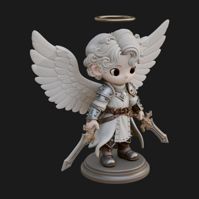 Chibi Angel Knight With Sword Statue Design 6 3D Print Model