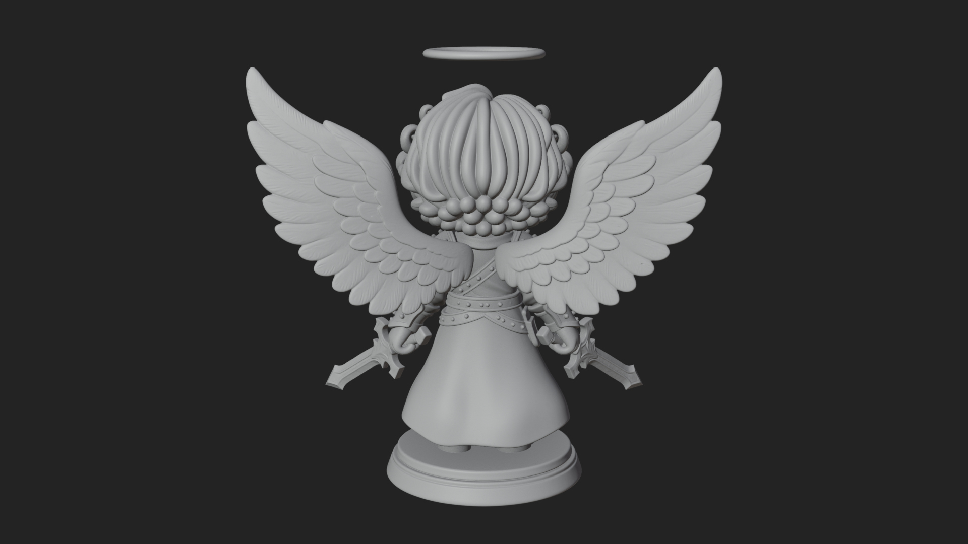 Chibi Angel Knight With Sword Statue Design 7 3D Print Model 3D Model