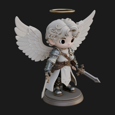 Chibi Angel Knight With Sword Statue Design 7 3D Print Model
