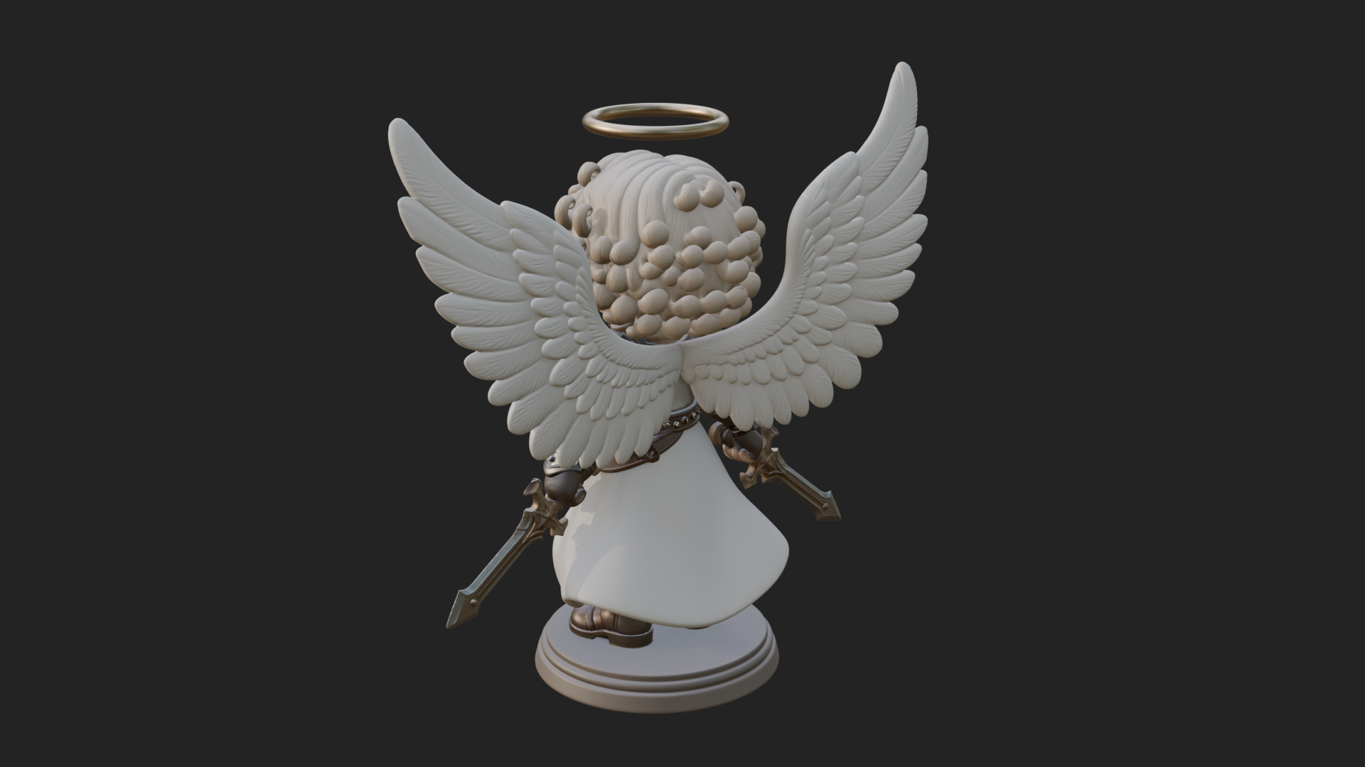 Chibi Angel Knight With Sword Statue Design 8 3D Print Model 3D Model