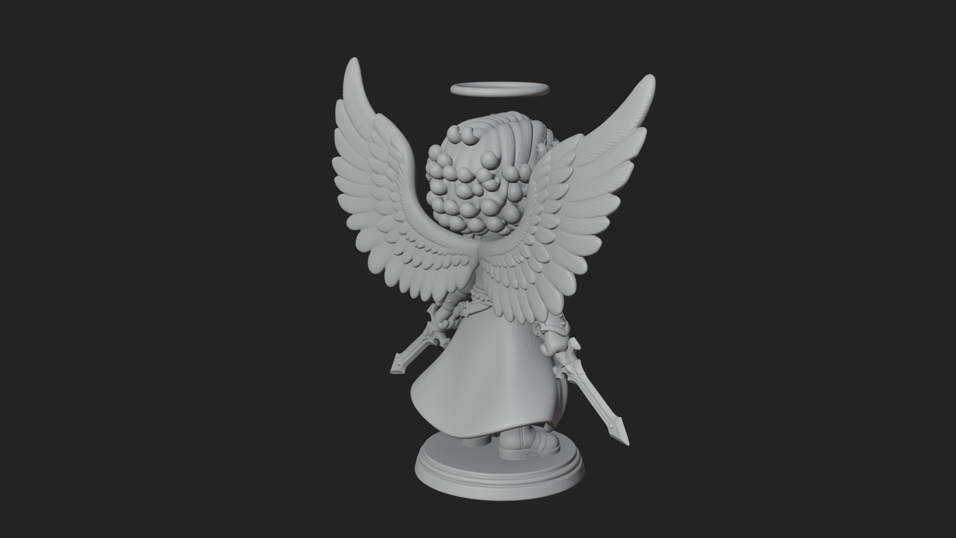 Chibi Angel Knight With Sword Statue Design 8 3D Print Model 3D Model