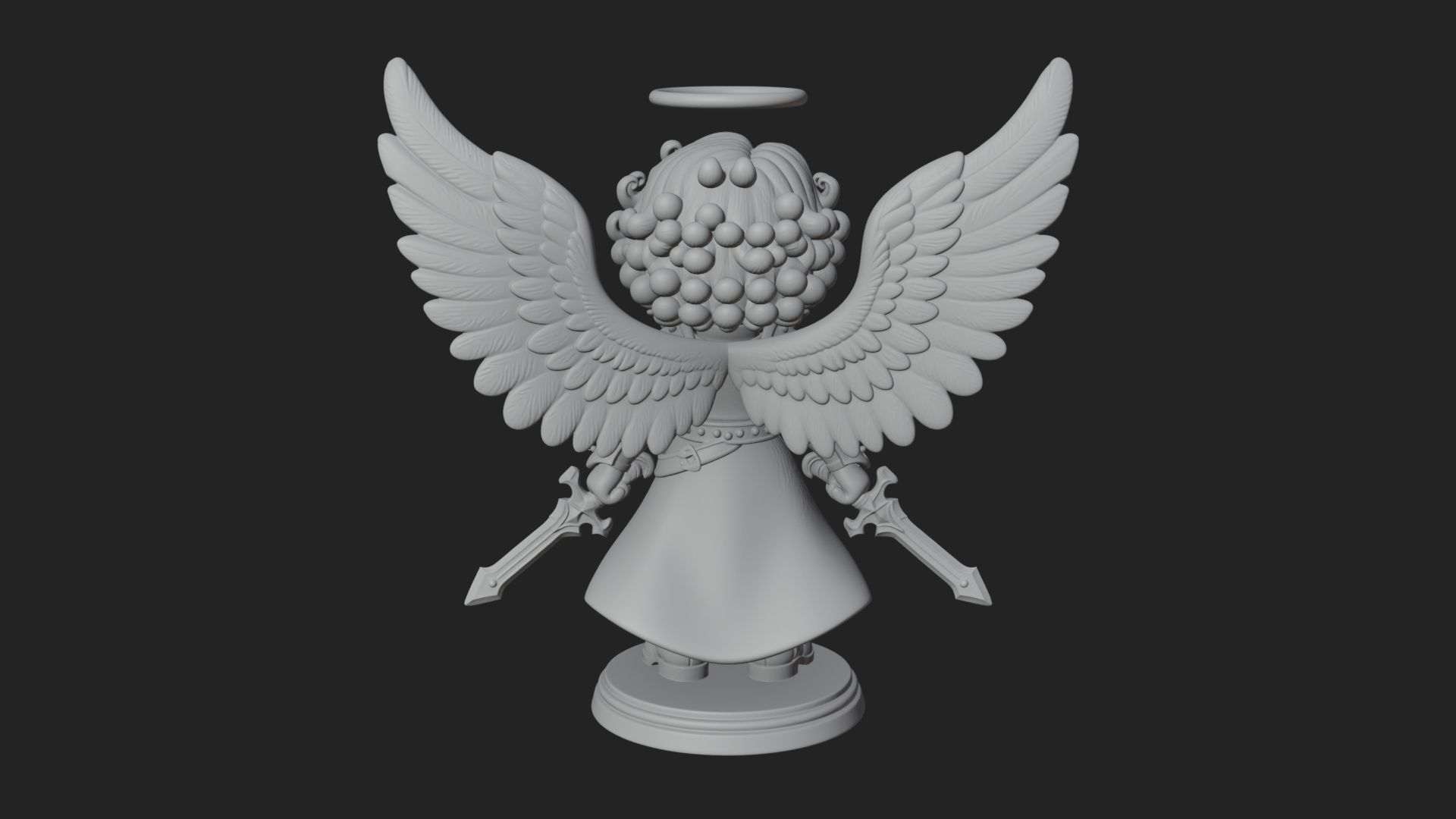 Chibi Angel Knight With Sword Statue Design 8 3D Print Model 3D Model