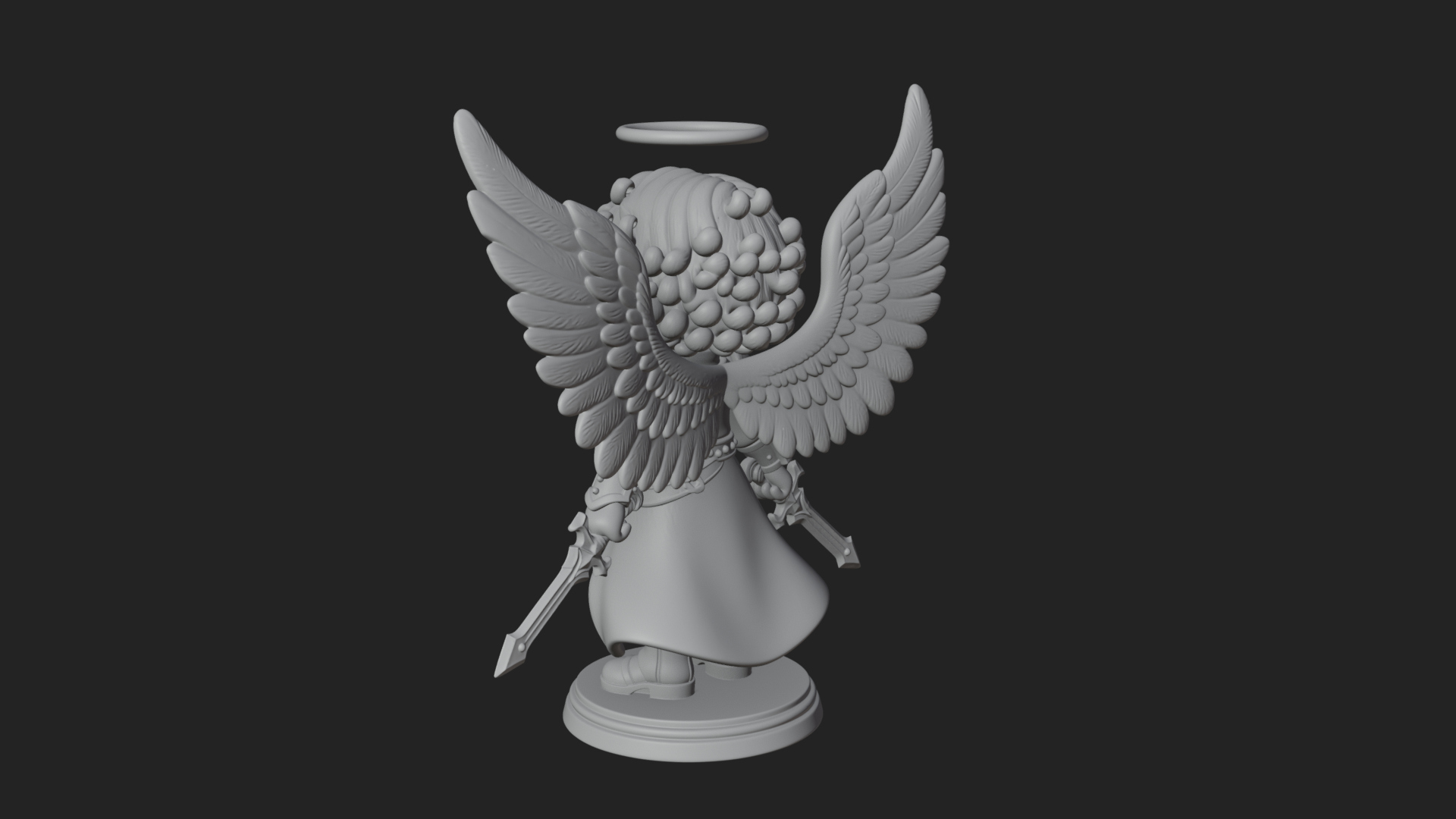 Chibi Angel Knight With Sword Statue Design 8 3D Print Model 3D Model