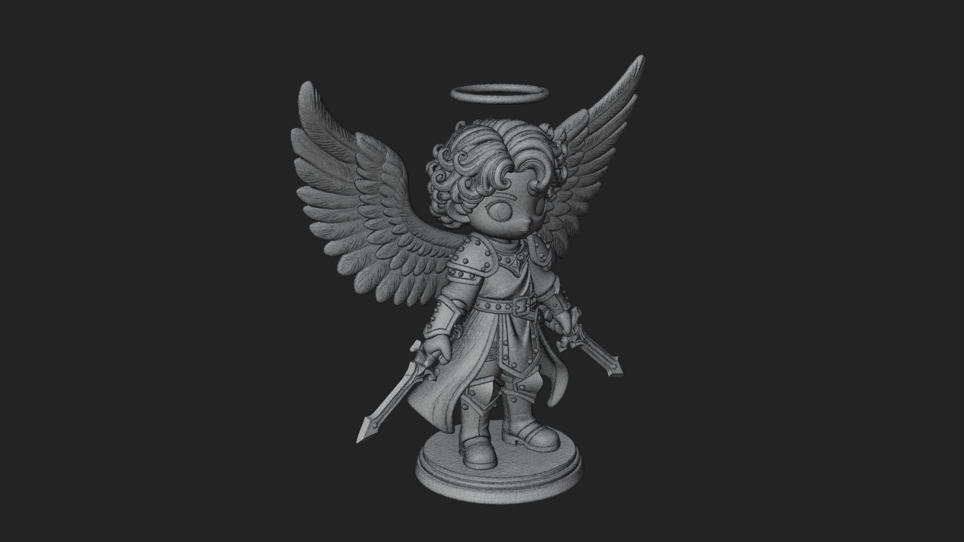 Chibi Angel Knight With Sword Statue Design 8 3D Print Model 3D Model