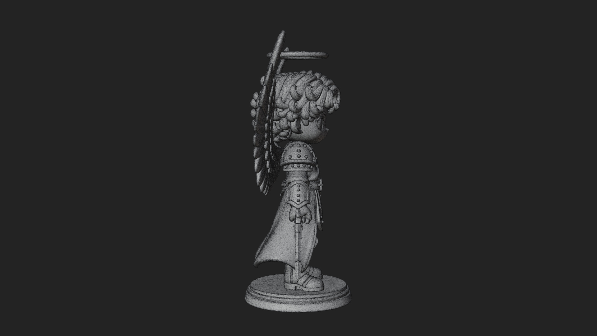Chibi Angel Knight With Sword Statue Design 8 3D Print Model 3D Model