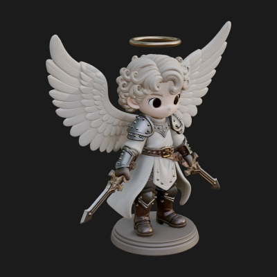 Chibi Angel Knight With Sword Statue Design 8 3D Print Model