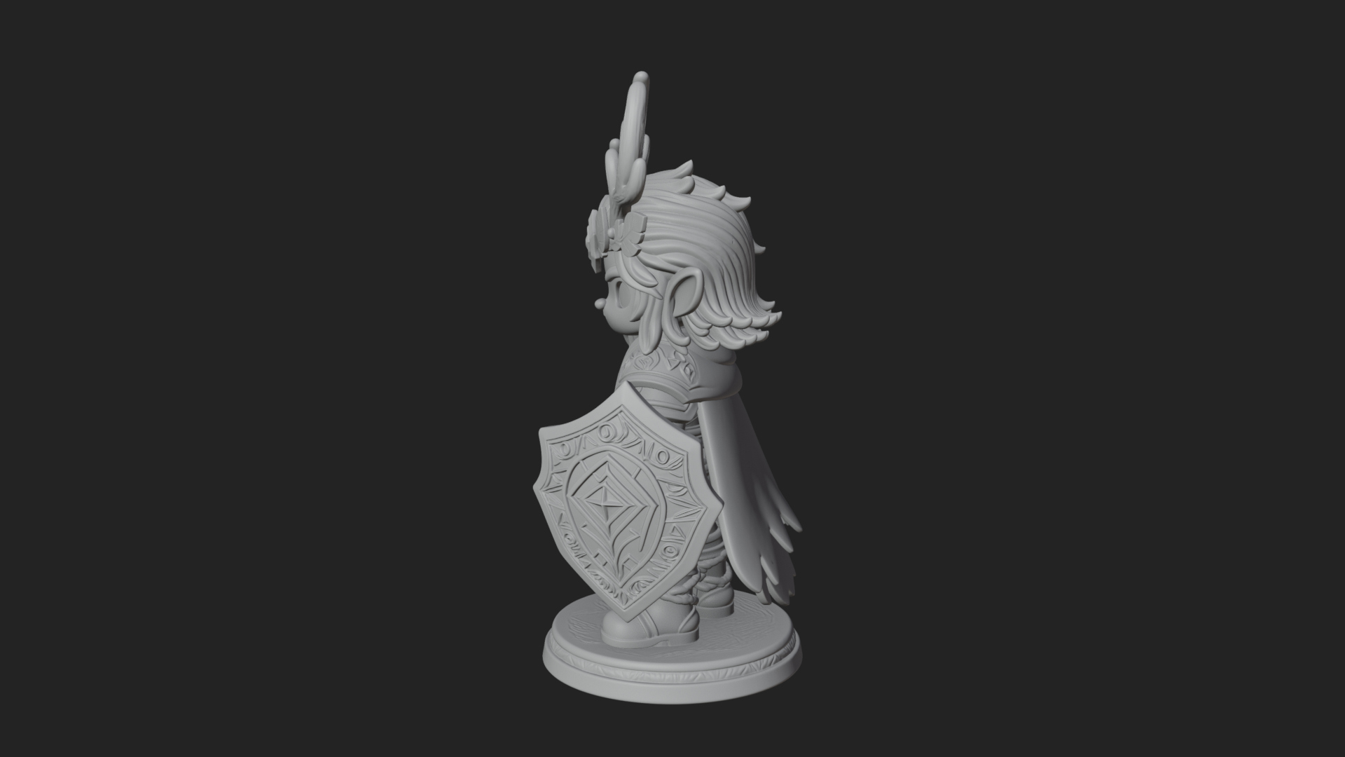 Chibi Antlered Druid Statue Design 1 3D Print Model 3D Model