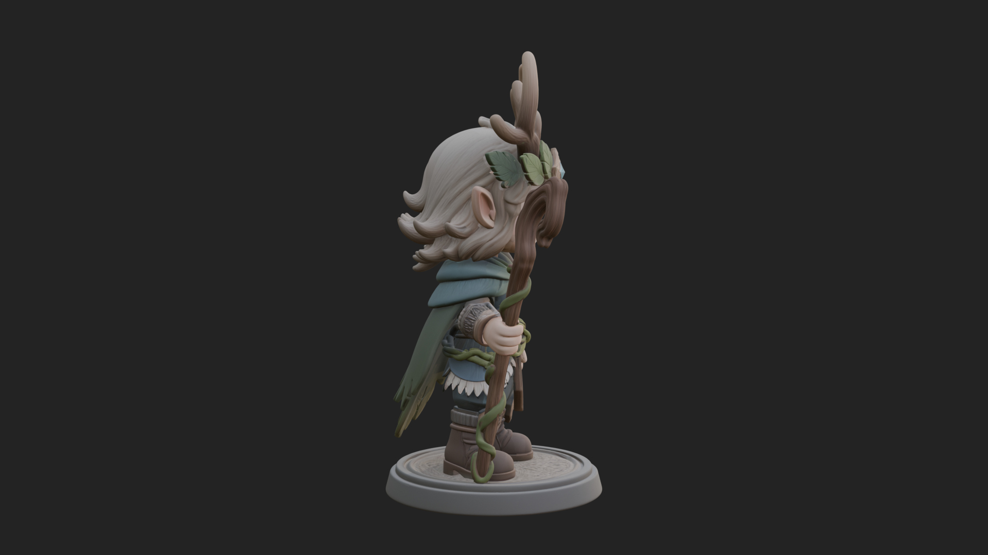 Chibi Antlered Druid Statue Design 2 3D Print Model 3D Model