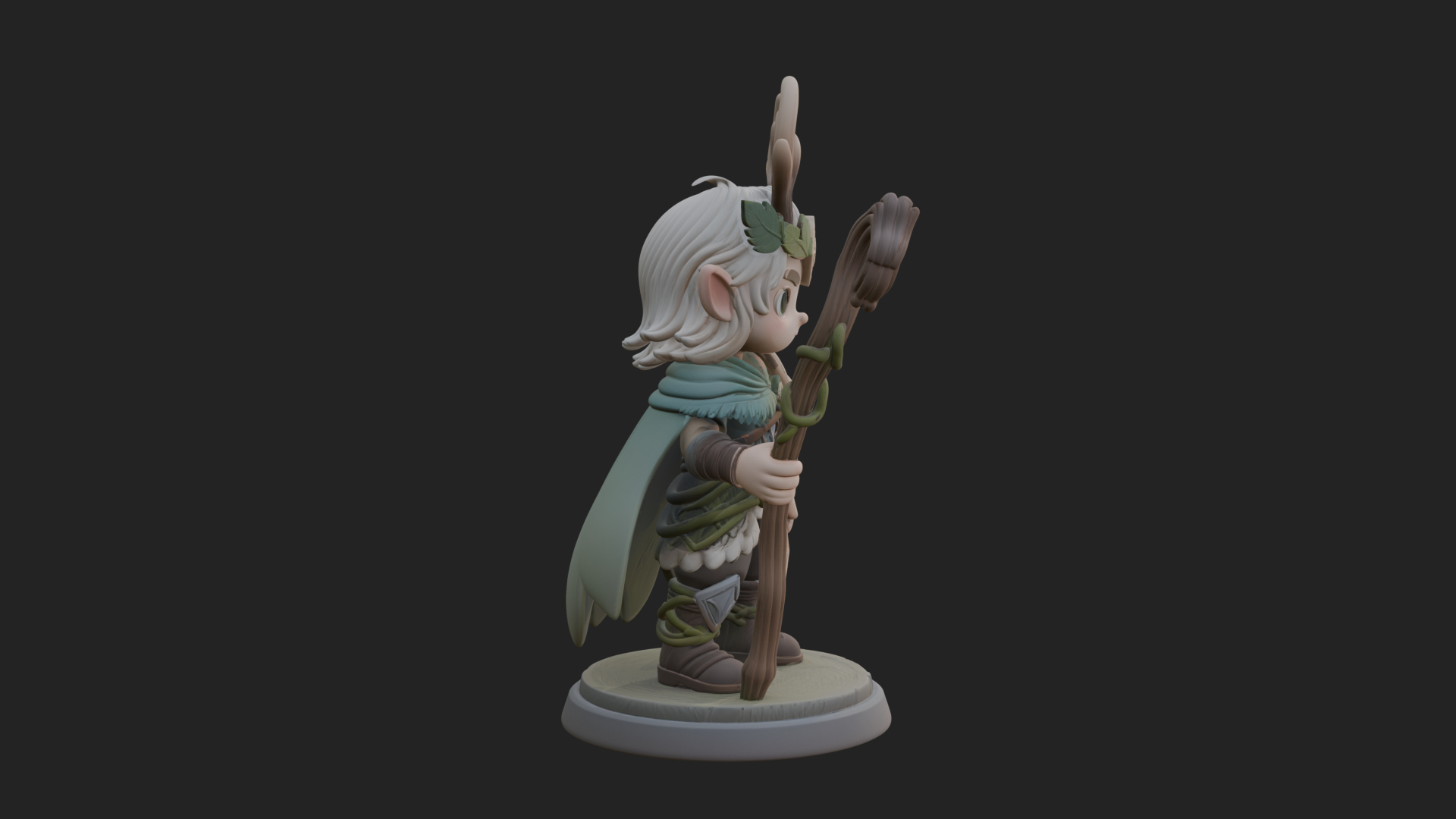 Chibi Antlered Druid Statue Design 3 3D Print Model 3D Model