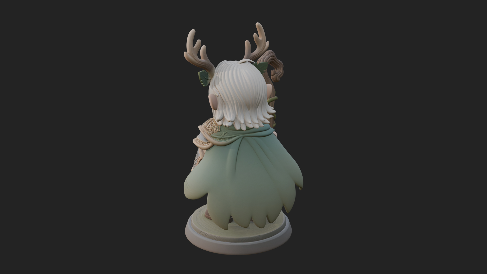 Chibi Antlered Druid Statue Design 3 3D Print Model 3D Model