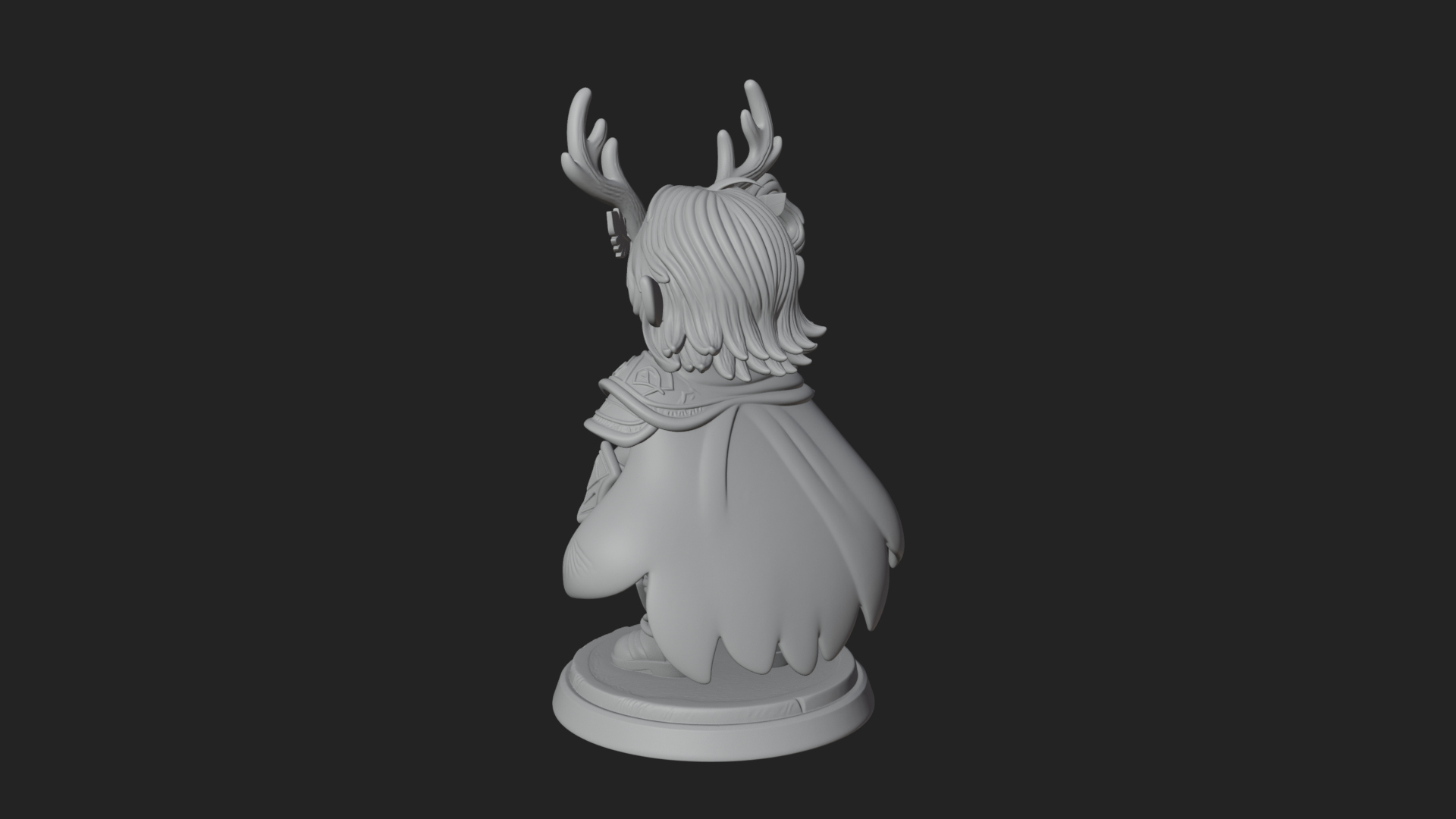 Chibi Antlered Druid Statue Design 3 3D Print Model 3D Model