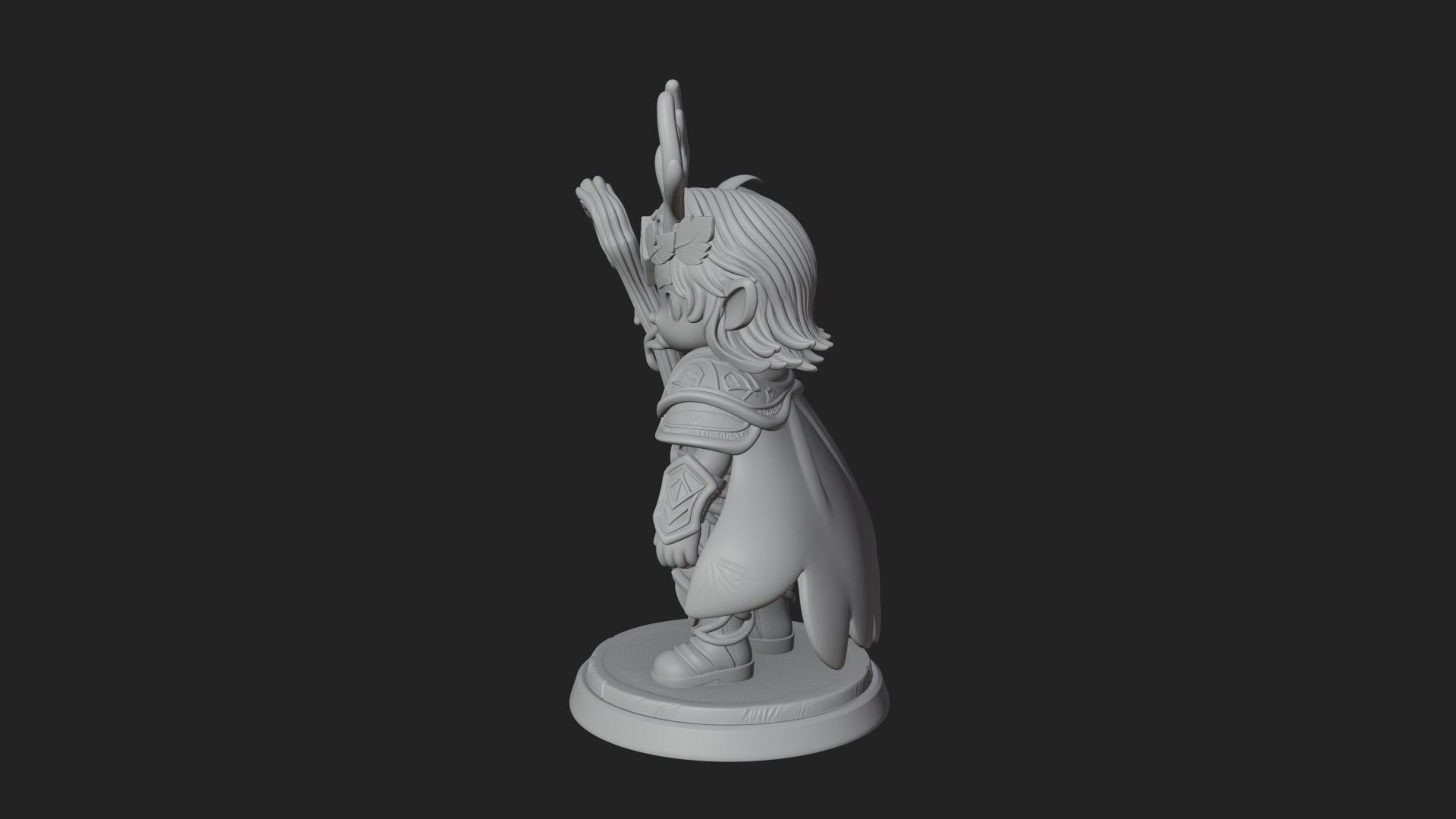 Chibi Antlered Druid Statue Design 3 3D Print Model 3D Model