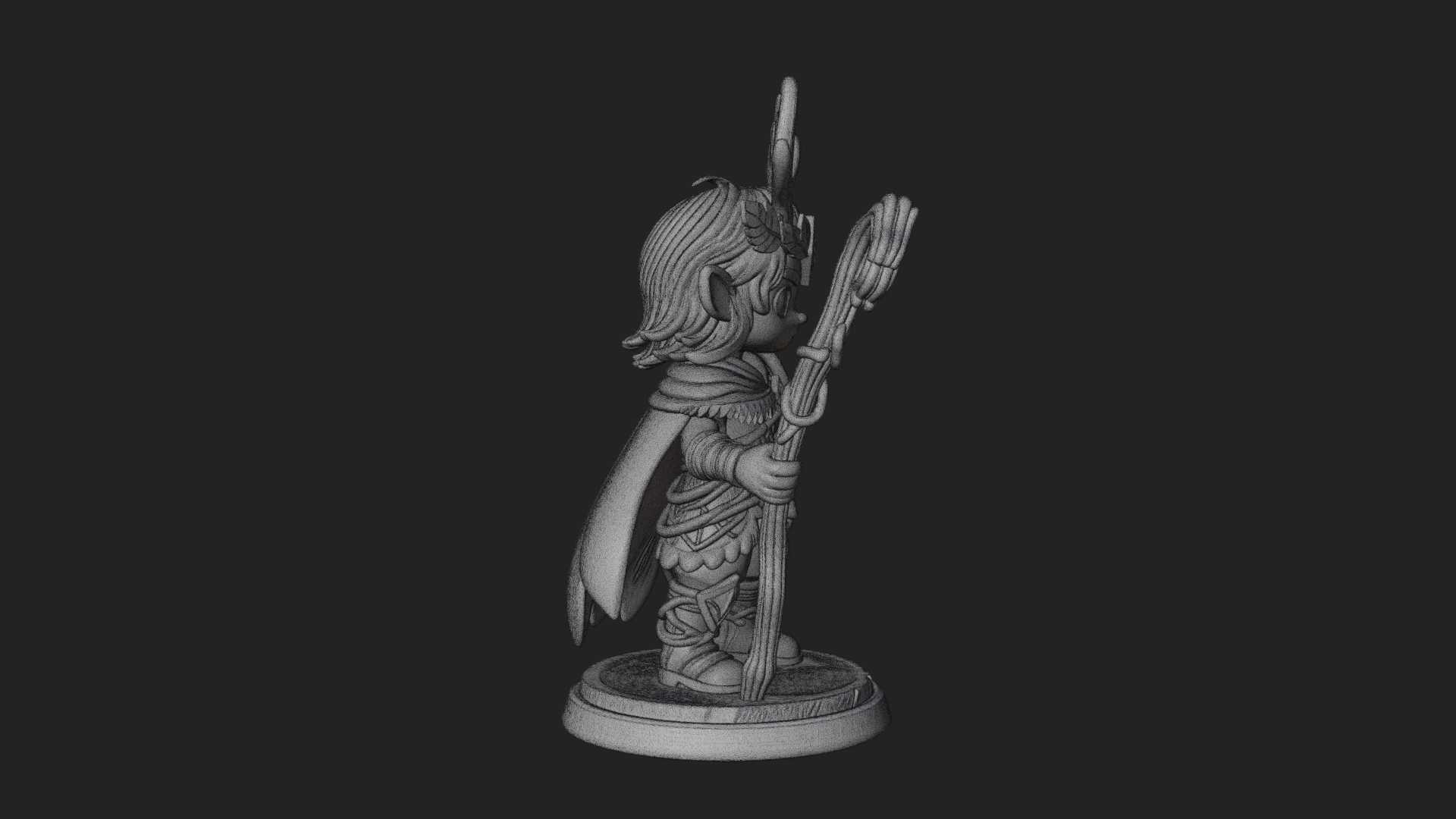 Chibi Antlered Druid Statue Design 3 3D Print Model 3D Model