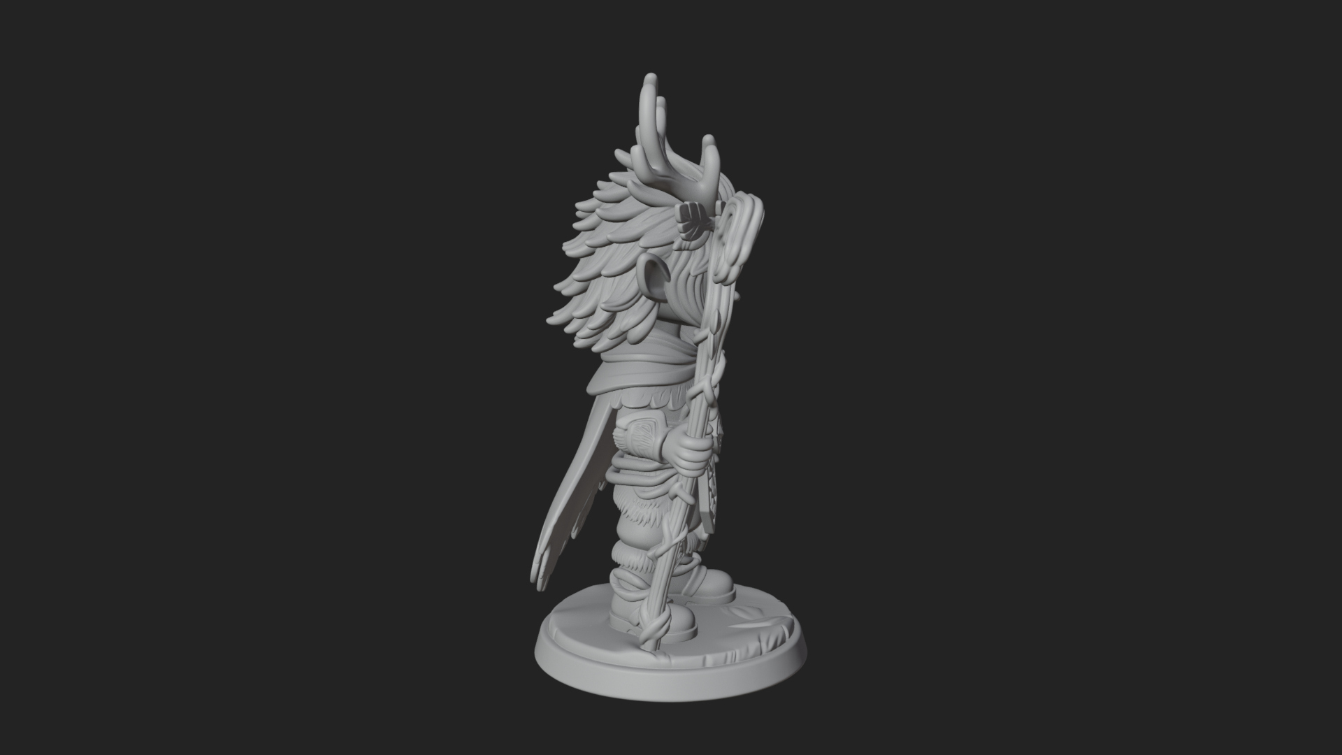 Chibi Antlered Druid Statue Design 4 3D Print Model 3D Model