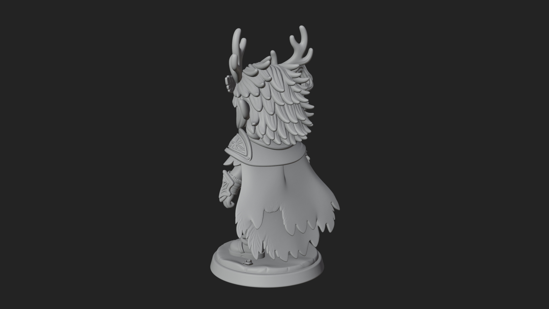 Chibi Antlered Druid Statue Design 4 3D Print Model 3D Model