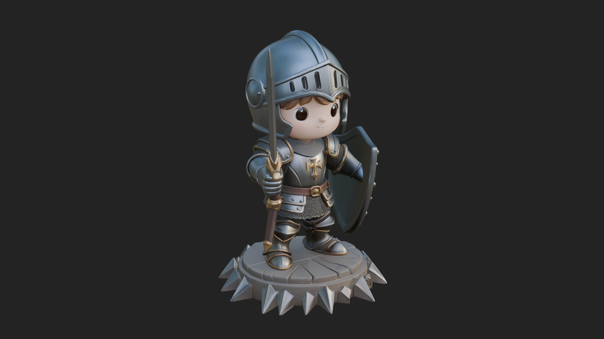 Chibi Armored Knight Statue Design 1 3D Print Model 3D Model
